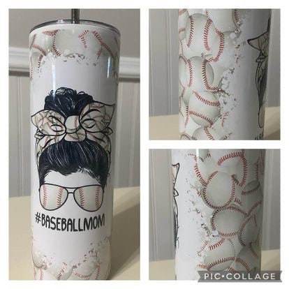 Baseball Mom Messy Bun Tumbler