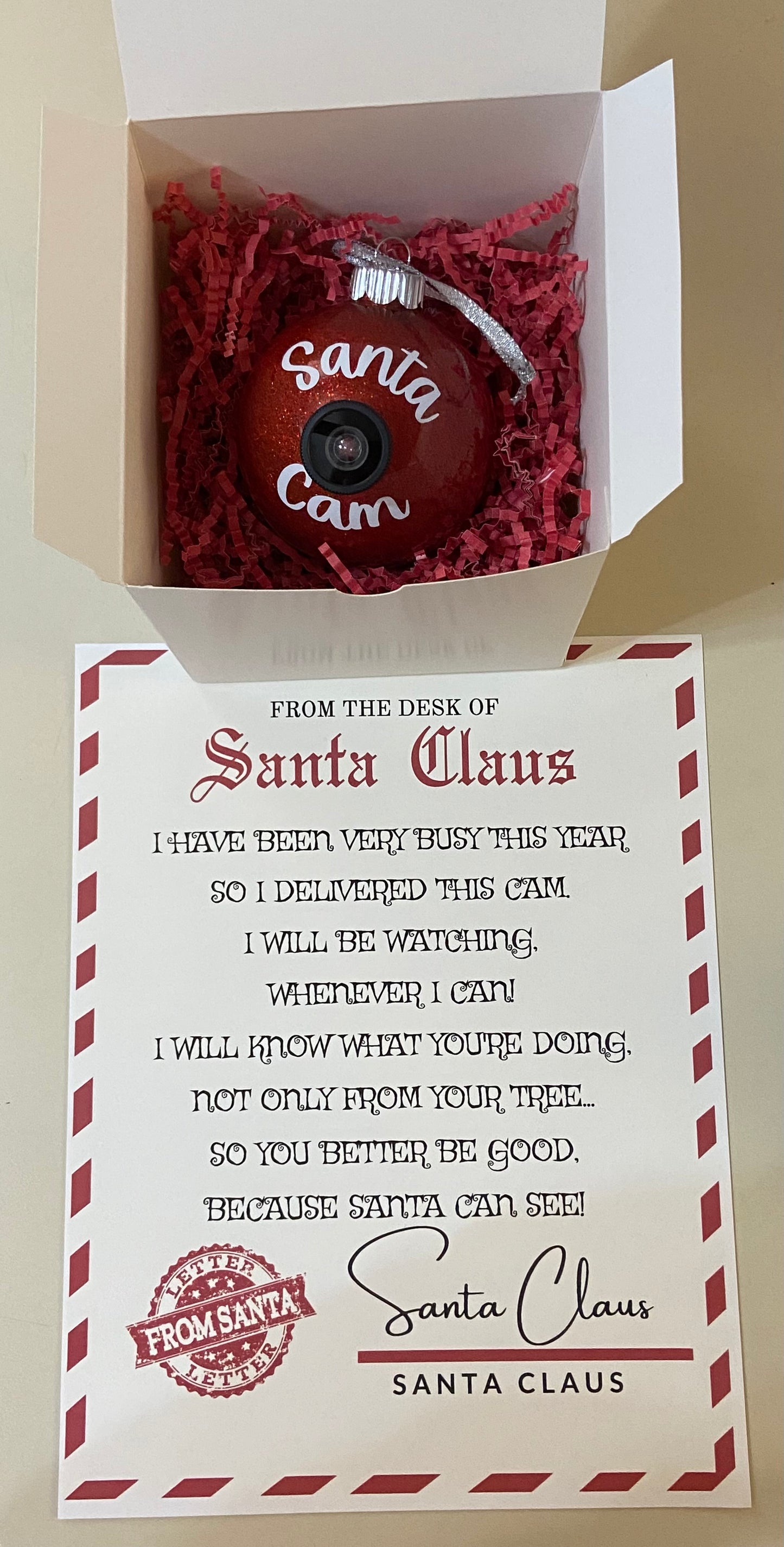 Santa Cam Ornament and Letter
