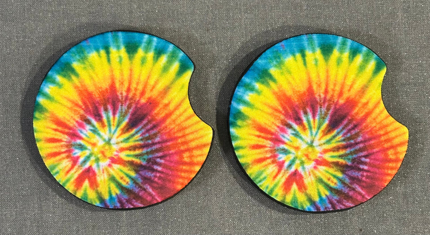 Tie Dye Rainbow Car Coasters