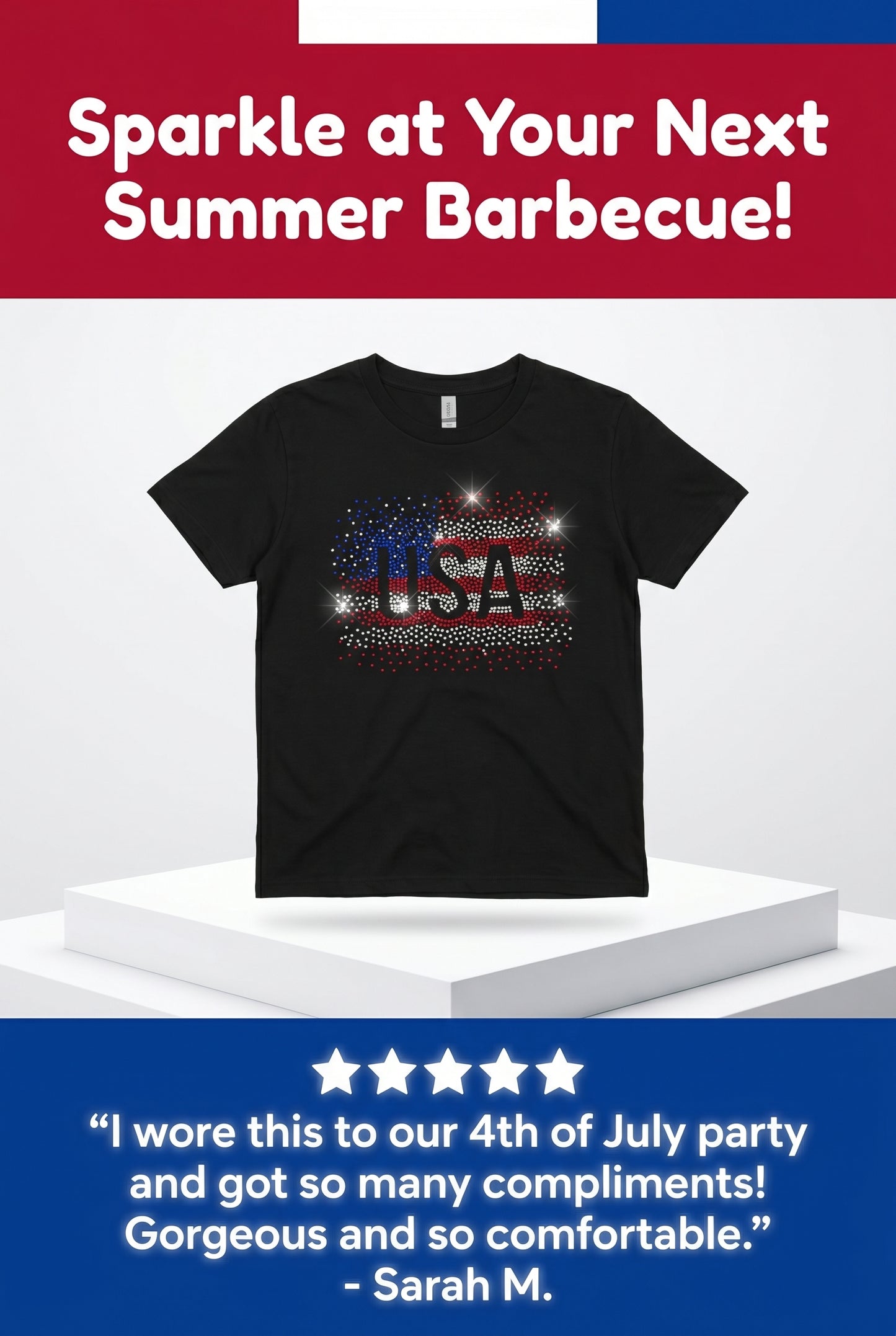 USA Flag Rhinestone Tshirt